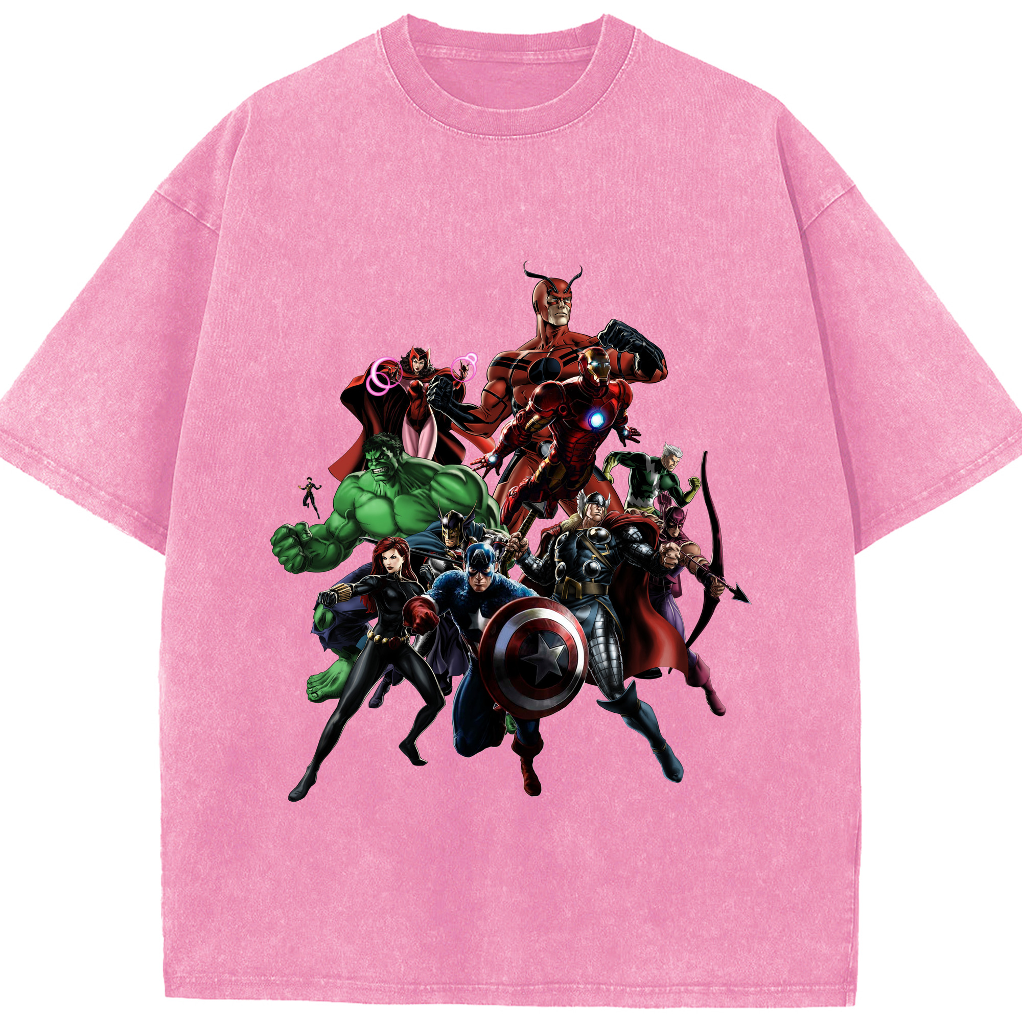 （画像用） アベンジャーズ The Avengers 綿100% ヴィンテージ風 半袖Tシャツ（フロントプリント）